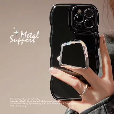 Retro Gem Art Bracket Lens Protection Case for iPhone 16 15 14 13 12 11 Pro Max Plus