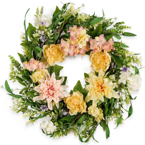 Hot Product Spring and Summer Tulip Wreath Simulation Flower Rural Farmhouse Door Pendant Wall Decoration