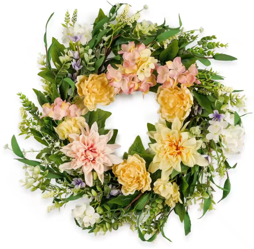 Hot Product Spring and Summer Tulip Wreath Simulation Flower Rural Farmhouse Door Pendant Wall Decoration