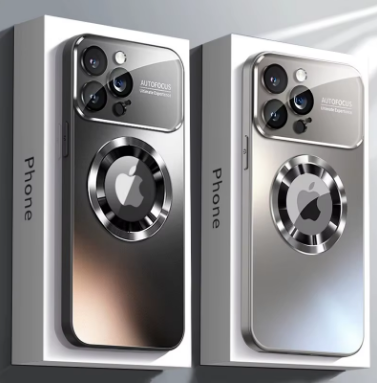 New Titanium Metallic Luxury Matte Case For iPhone 17 16 15 14 13 12 11 Pro Max For Magsafe Glass Lens Camera Protection Cover