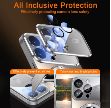 New Titanium Metallic Luxury Matte Case For iPhone 17 16 15 14 13 12 11 Pro Max For Magsafe Glass Lens Camera Protection Cover