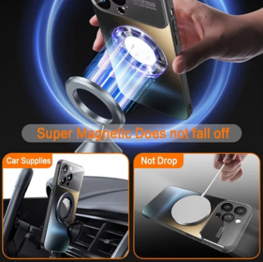 New Titanium Metallic Luxury Matte Case For iPhone 17 16 15 14 13 12 11 Pro Max For Magsafe Glass Lens Camera Protection Cover