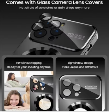 New Titanium Metallic Luxury Matte Case For iPhone 17 16 15 14 13 12 11 Pro Max For Magsafe Glass Lens Camera Protection Cover
