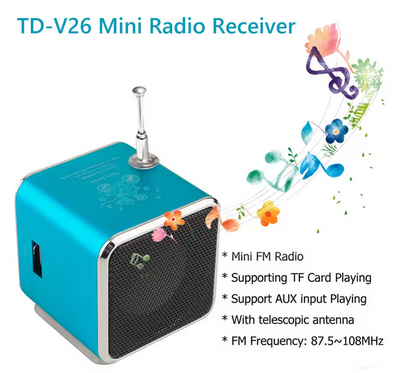 TD-V26 Mini Bluetooth Speaker with FM Radio MP3 Player LED Display and TF Card Support in Portable Design