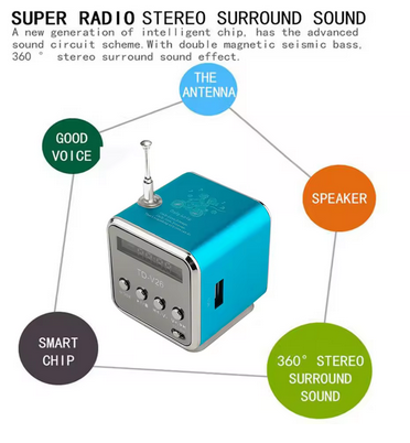 TD-V26 Mini Bluetooth Speaker with FM Radio MP3 Player LED Display and TF Card Support in Portable Design