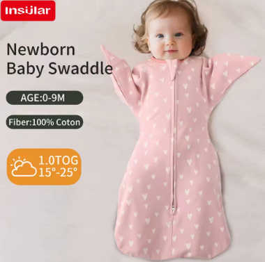All Cotton Newborn Sleep Sacks Surrender Type Baby Anti-startle Sleeping Bags Infant Hugging Blanket Jumping Bag 0-1Y