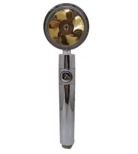 New Propeller Driven Fan Shower Head with Stop Button and Cotton Filter Turbocharged High Pressure Handheld Shower Nozzle