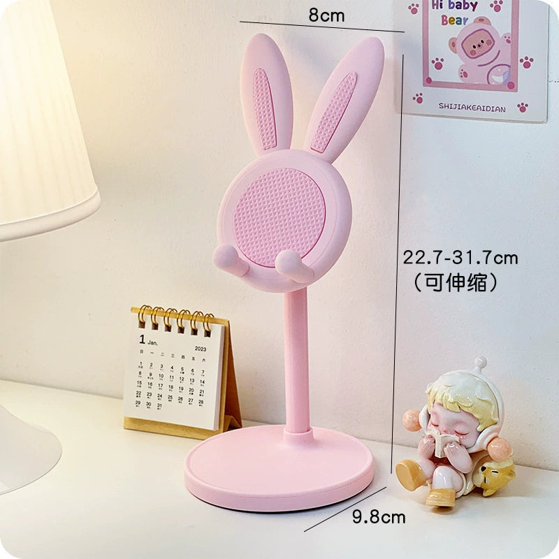"Little Rabbit Phone Stand ~ Ins-style Adjustable Height Desktop Holder for Students, Home Use, Selfies, and Live Streaming