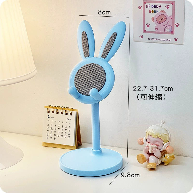 "Little Rabbit Phone Stand ~ Ins-style Adjustable Height Desktop Holder for Students, Home Use, Selfies, and Live Streaming