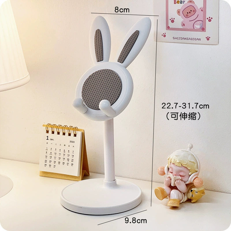 "Little Rabbit Phone Stand ~ Ins-style Adjustable Height Desktop Holder for Students, Home Use, Selfies, and Live Streaming