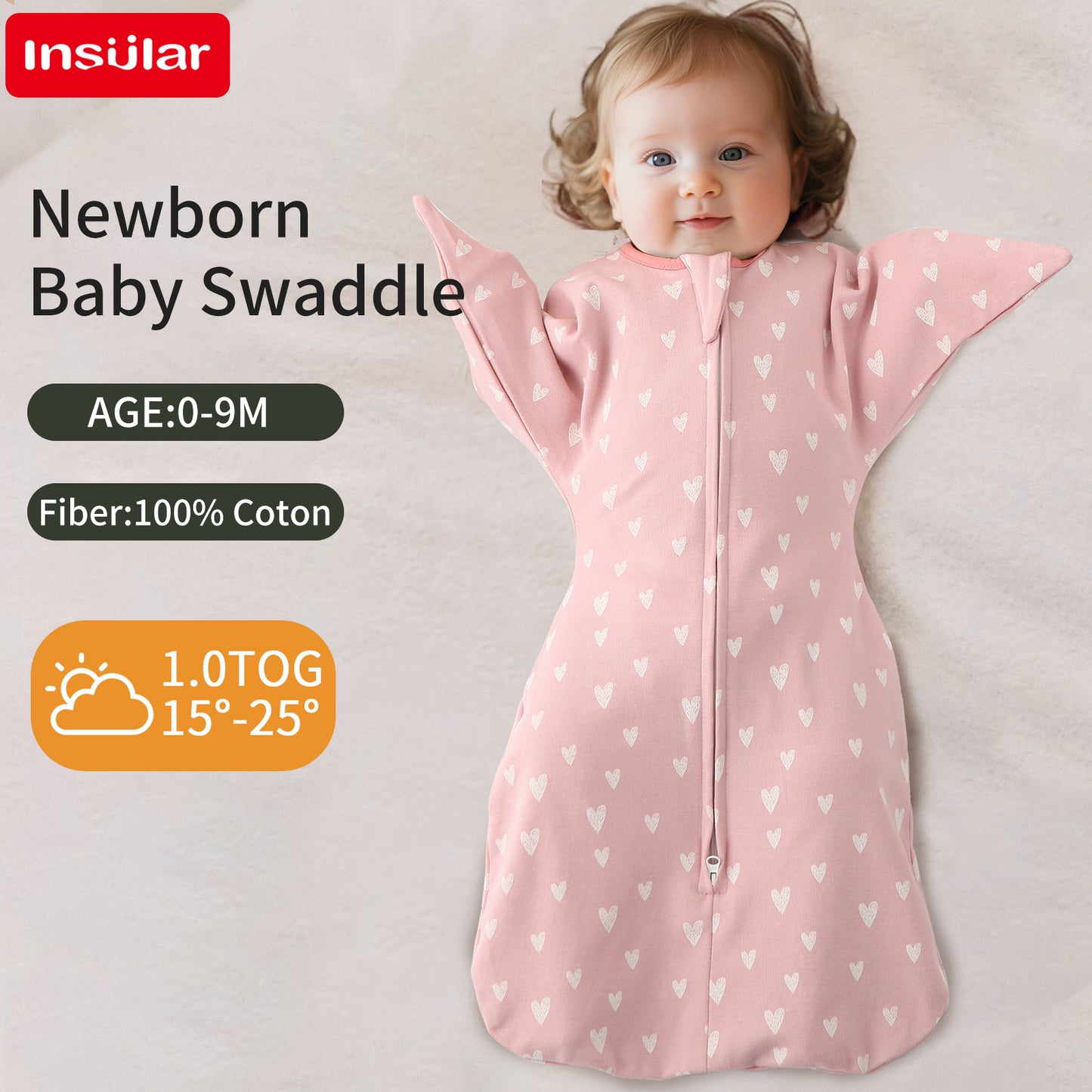 Cotton Newborn Swaddle Sleep Sack – Arms-In Baby Sleeping Bag, 0–12 Months