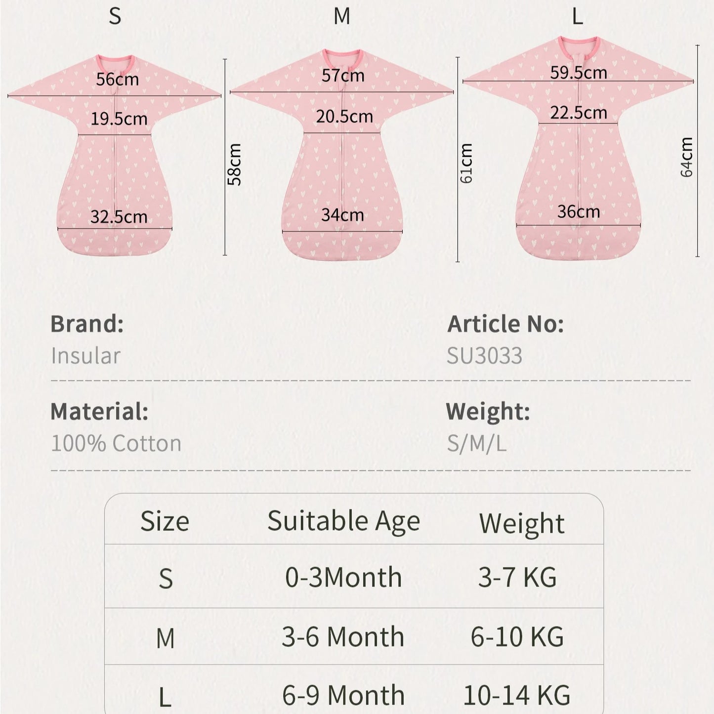Cotton Newborn Swaddle Sleep Sack – Arms-In Baby Sleeping Bag, 0–12 Months