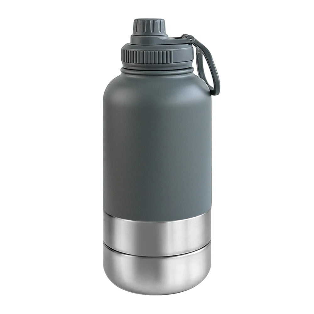 32Oz Portable 3 in 1 Pet Water Bottle Stainless Steel Pet Insulated Feeder Travel Outdoor 34Oz Pet Bowl Dog Food Cup