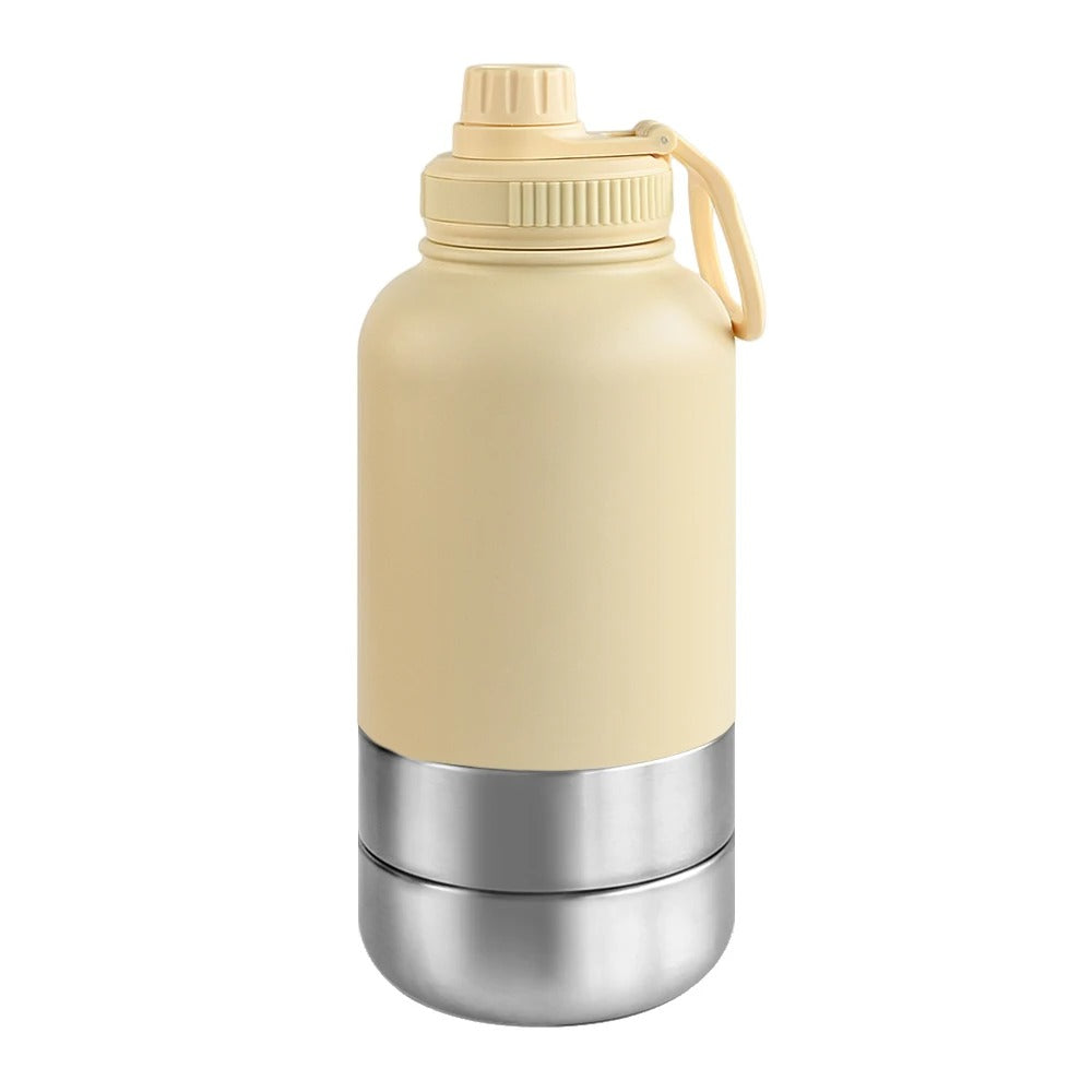 32Oz Portable 3 in 1 Pet Water Bottle Stainless Steel Pet Insulated Feeder Travel Outdoor 34Oz Pet Bowl Dog Food Cup