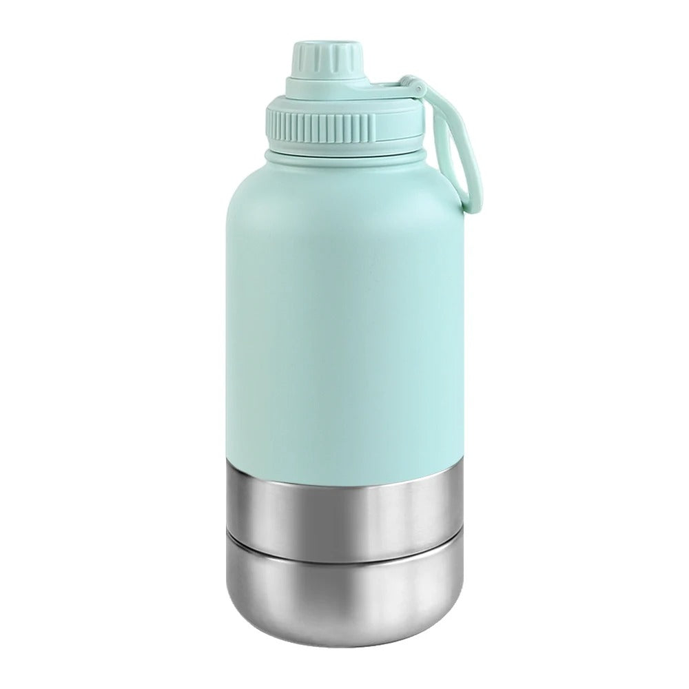 32Oz Portable 3 in 1 Pet Water Bottle Stainless Steel Pet Insulated Feeder Travel Outdoor 34Oz Pet Bowl Dog Food Cup