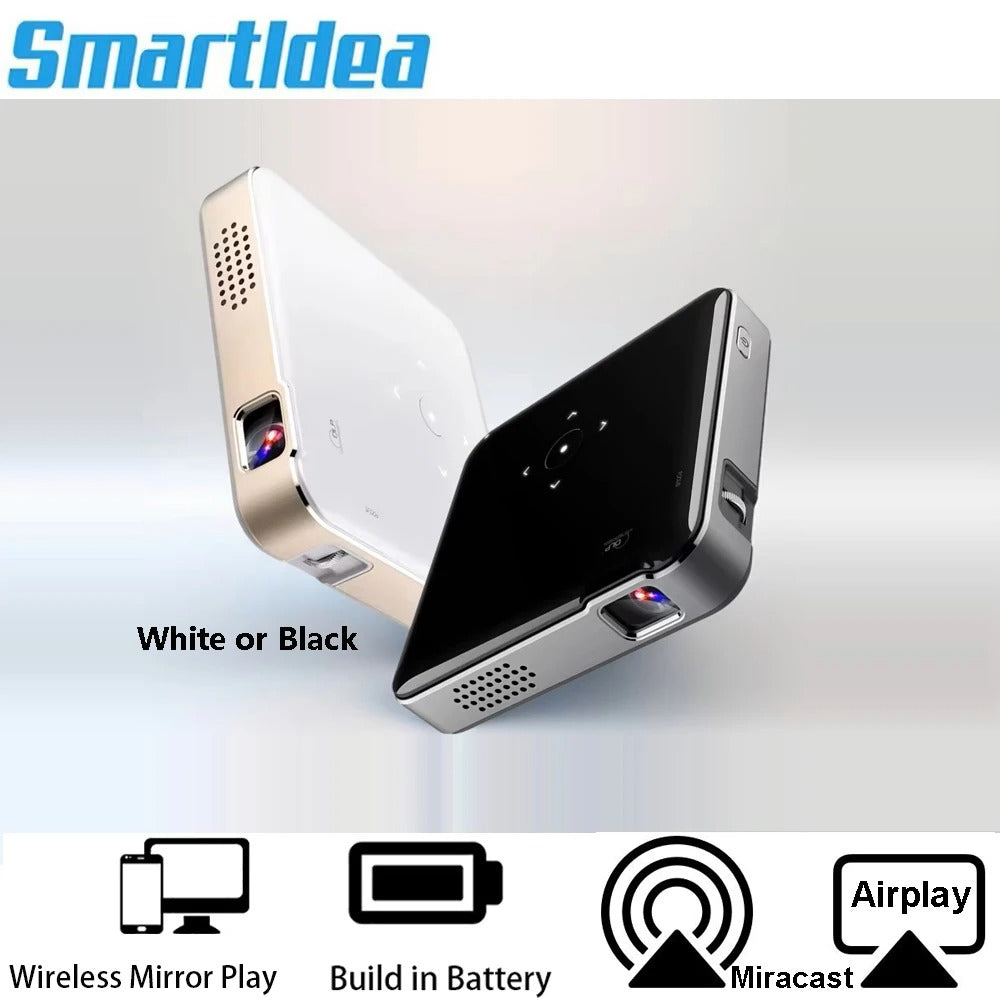 SmartIdea DLP Pocket Projector Build-In Battery Mirror stream from iPhone android phone Portable Mini Wireless outdoor Projector