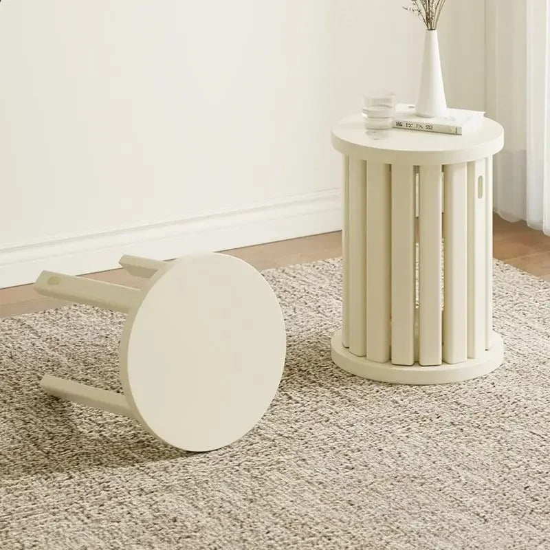 Solid wood stool coffee table household stackable round stool easy to move set dining table stool