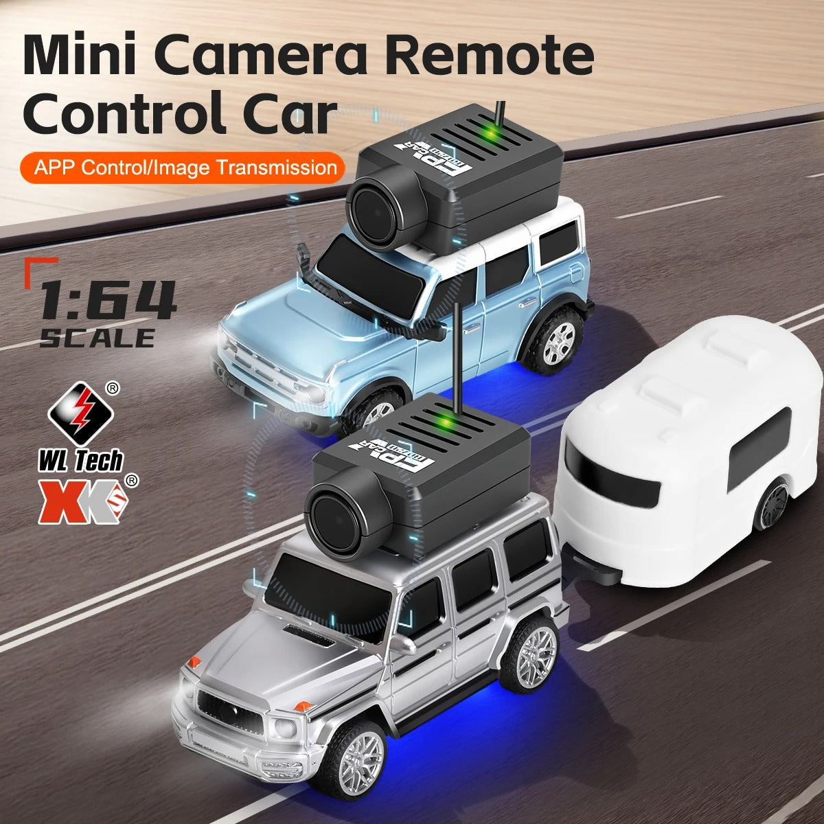 Mini FPV RC Car 1:64 – App-Controlled Racer with 720P Camera
