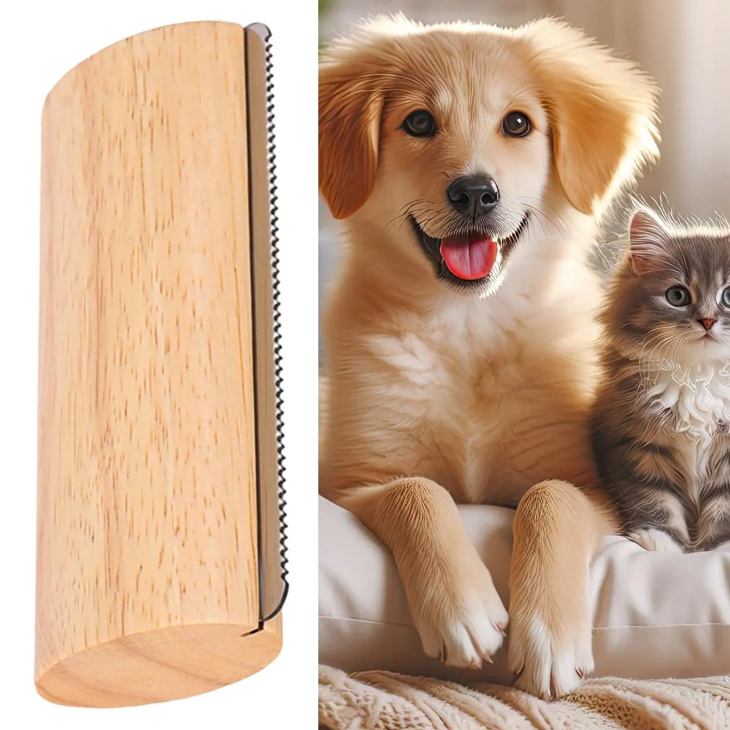Dog Brush For Shedding Non-Slip Grip Undercoat Comb Wooden Dog Hair Brush For Kittens Medium Large Breed Loose Long Short