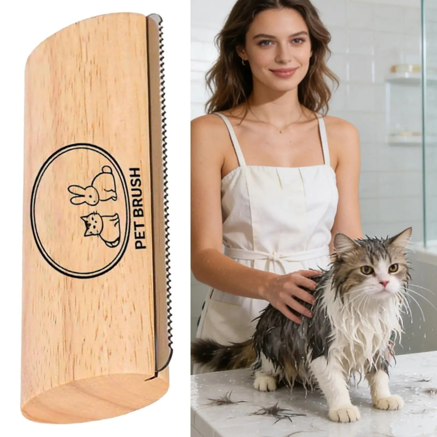 Dog Brush For Shedding Non-Slip Grip Undercoat Comb Wooden Dog Hair Brush For Kittens Medium Large Breed Loose Long Short