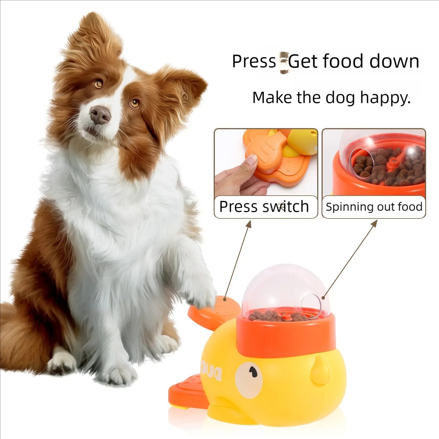 Feeders For Dogs Supplies Pet Intelligence Exercise Cartoon Little Yellow Duck Shape Interactive Anti-slip Design Toys