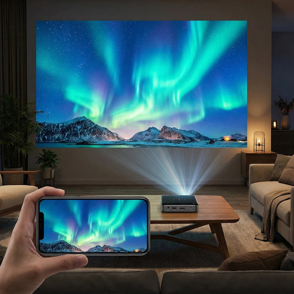 SmartIdea DLP Pocket Projector Build-In Battery Mirror stream from iPhone android phone Portable Mini Wireless outdoor Projector