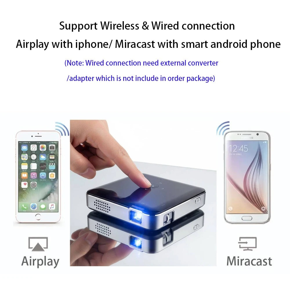 SmartIdea DLP Pocket Projector Build-In Battery Mirror stream from iPhone android phone Portable Mini Wireless outdoor Projector