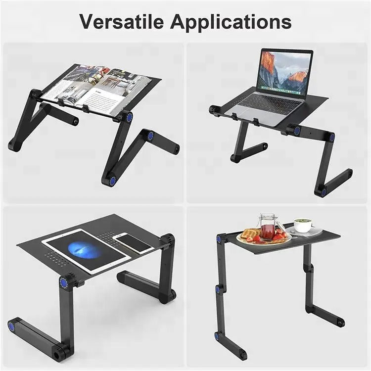 Adjustable Aluminum Computer PC Desk, Portable Laptop Table Stand, Home Bed, Office Laptop Holder with Mouse Pad, 360 Degree
