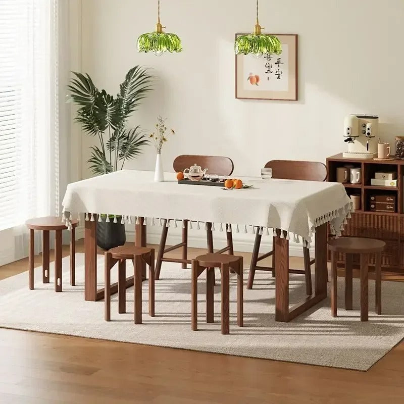Solid wood stool coffee table household stackable round stool easy to move set dining table stool