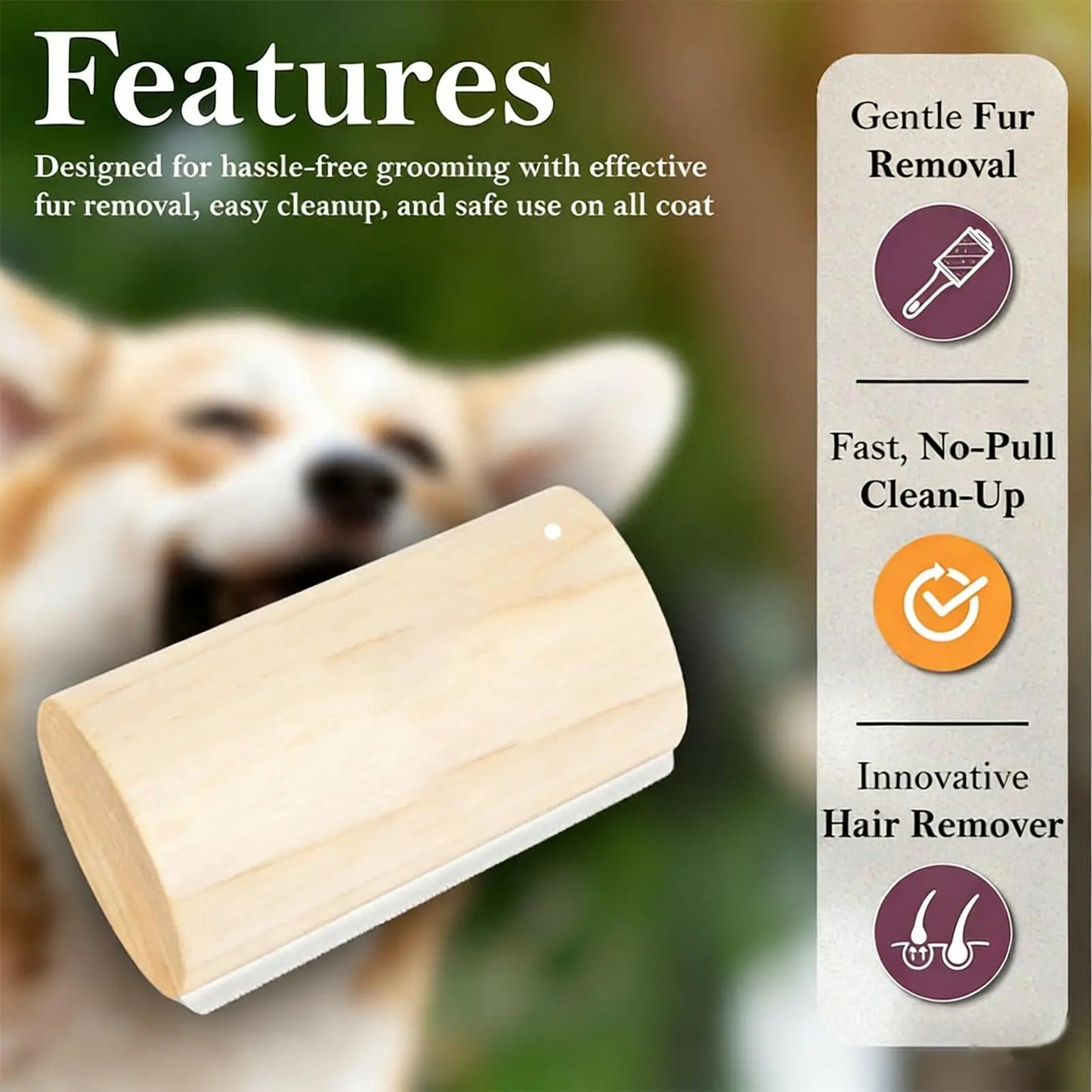 Dog Brush For Shedding Non-Slip Grip Undercoat Comb Wooden Dog Hair Brush For Kittens Medium Large Breed Loose Long Short