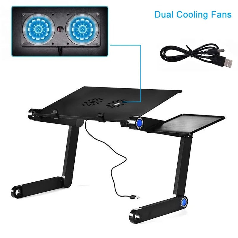 Adjustable Aluminum Computer PC Desk, Portable Laptop Table Stand, Home Bed, Office Laptop Holder with Mouse Pad, 360 Degree