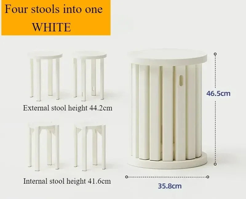 Solid wood stool coffee table household stackable round stool easy to move set dining table stool