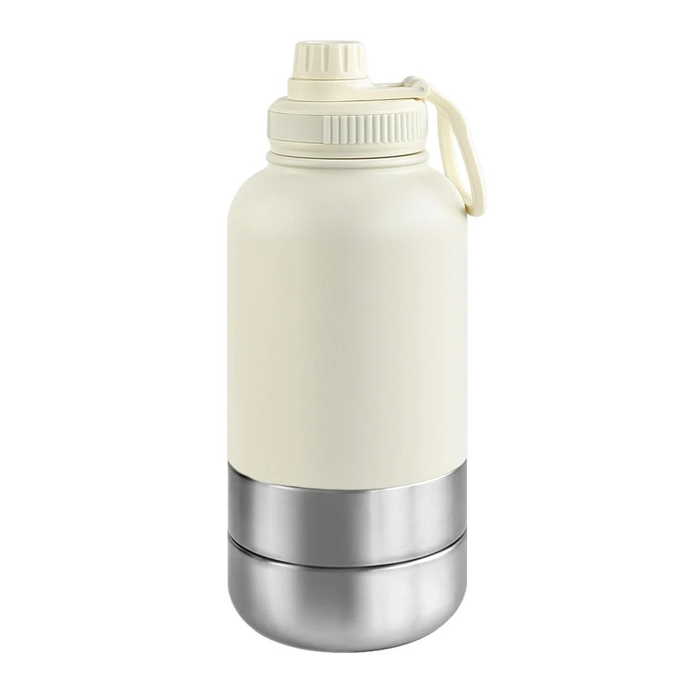 32Oz Portable 3 in 1 Pet Water Bottle Stainless Steel Pet Insulated Feeder Travel Outdoor 34Oz Pet Bowl Dog Food Cup
