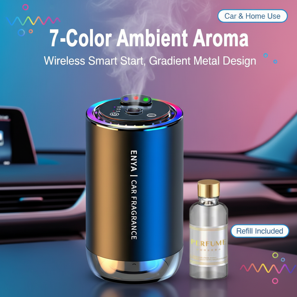 Smart Car Diffuser with Ambient Light – Auto Fragrance & LED Glow